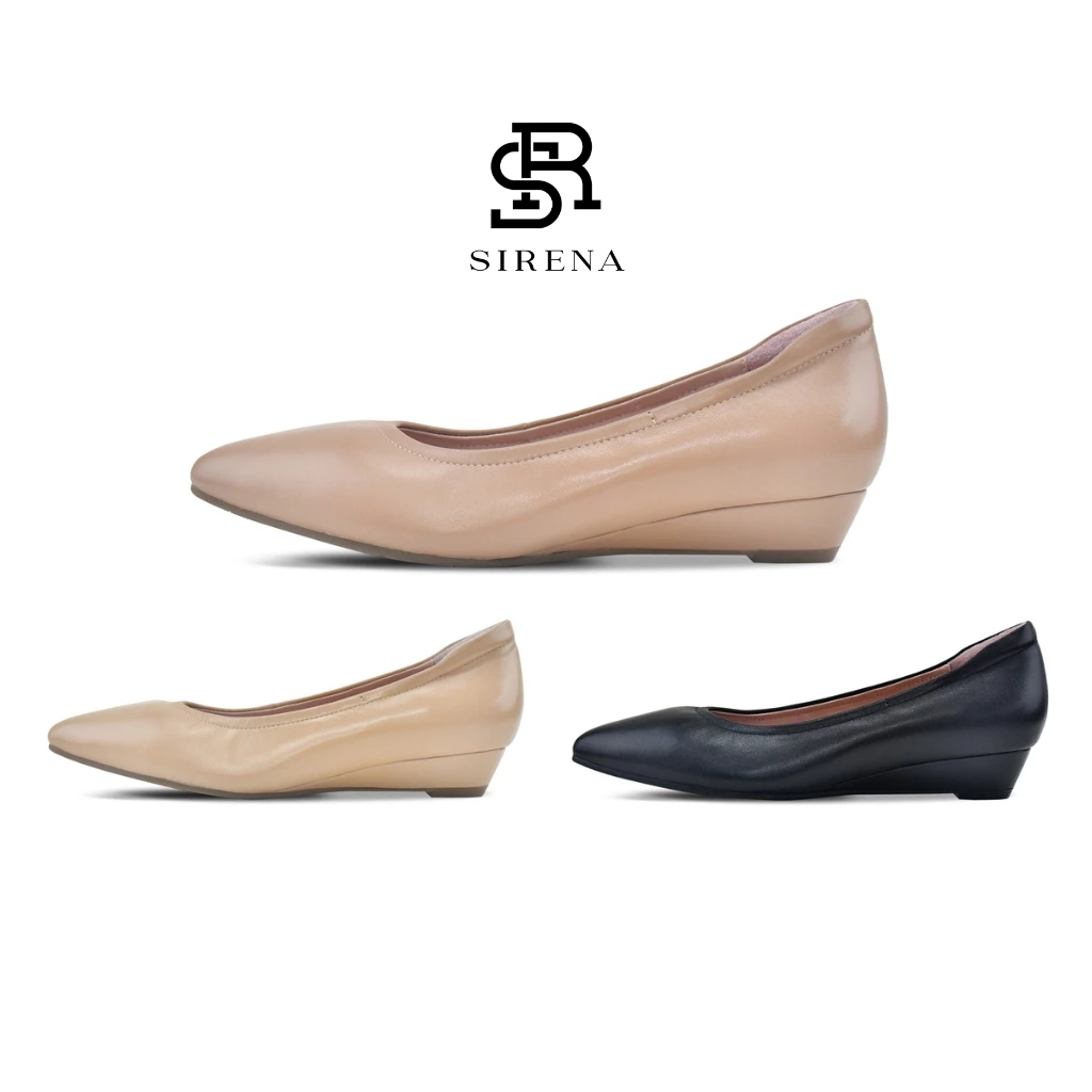 SIRENA รองเท้าหนังแท้ ส้น 1.5 นิ้ว รุ่น MARINA สีดำ | รองเท้าคัทชูผู้หญิง