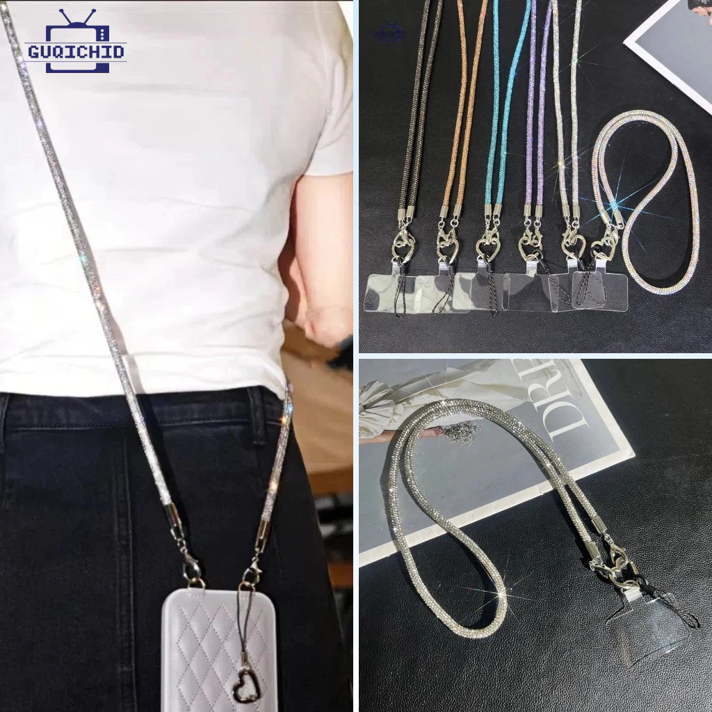 สายคล้องโทรศัพท์ป้องกันการตก สายคล้องไหล่แบบอเนกประสงค์แฟชั่น สายคล้องไหล่ประดับเพชรเทียมระดับไฮเอนด์