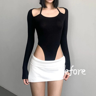 Hollow-OUTแขวนคอJumpsuitสาวร้อนSlim FITTING TOPปลอมสองชิ้นแข…