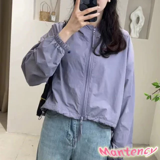 เสื้อแจ็คเก็ตป้องกันแสงแดดหลวมสั้นผู้หญิงเสื้อบางฤดูร้อนเสื้อแจ็คเก็ตคลุมด้วยผ้าอเนกประสงค์-MTY