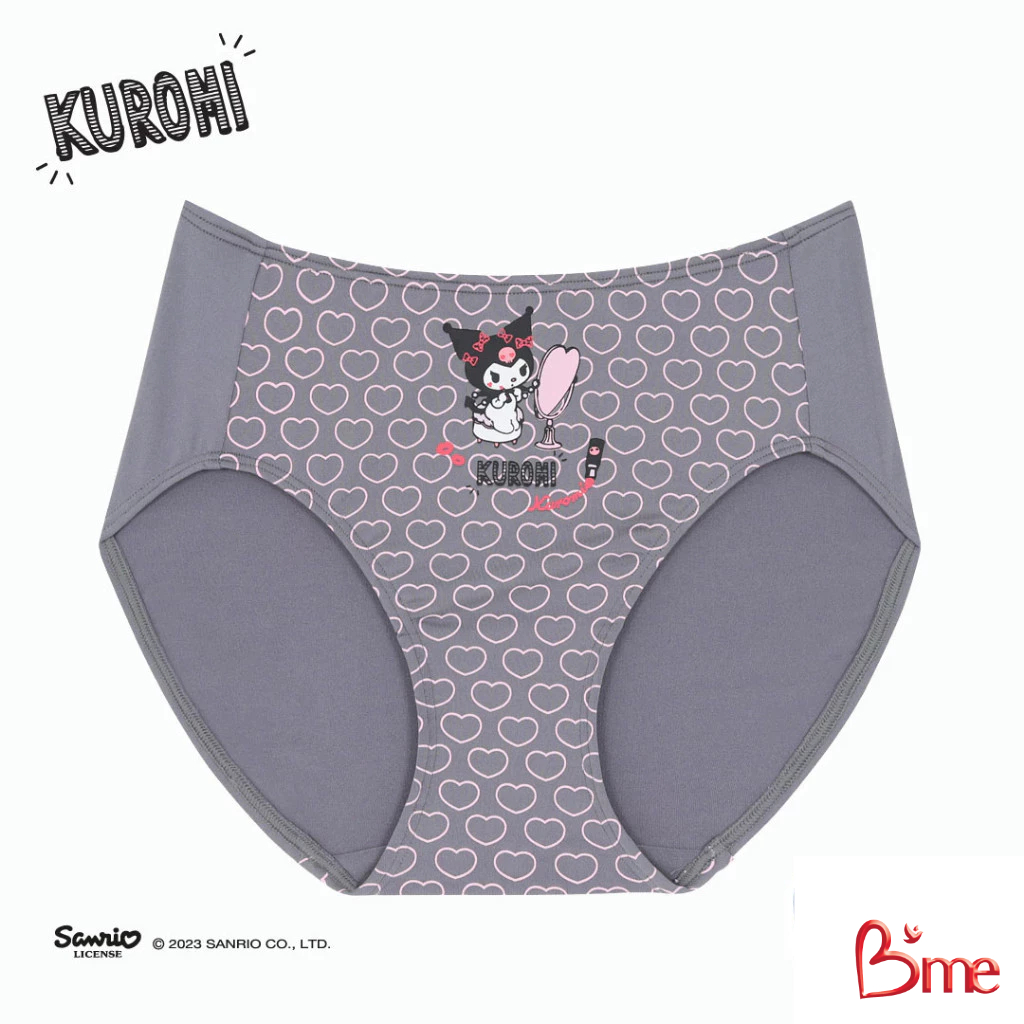 B'me กางเกงในเอวกลาง Kuromi 1 รุ่น ME7097 สีนู้ด สีเทาเข้ม สีฟ้า สีโอลด์โรส