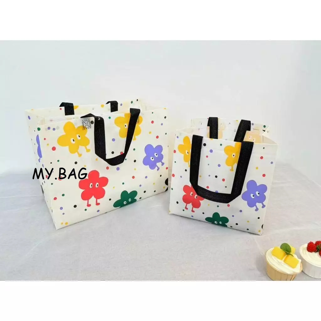🌷🌷BAG🌷🌷 ถุงช้อปปิ้ง กระเป๋าถือ ถุงผ้า สปันบอน ขนาดใหญ่ จุของได้เยอะ ก้นกว้าง มี 2 ขนาด