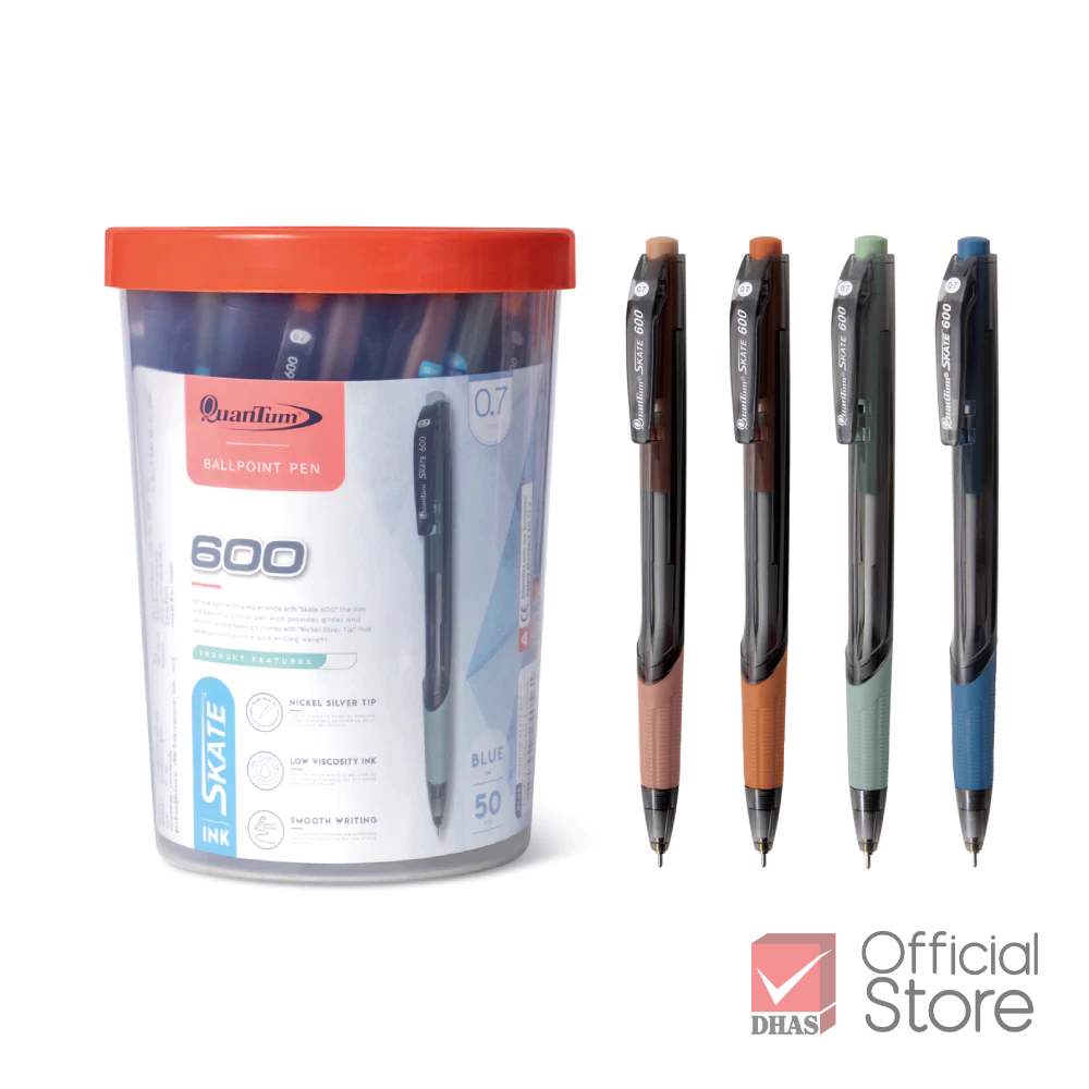 Quantum ปากกา ปากกาลูกลื่น สเก็ต 600 นํ้าเงิน และ หมึกแดง 0.7 จำนวน 50 ด้าม