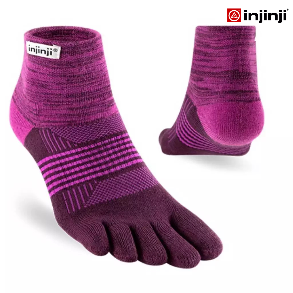 INJINJI ถุงเท้าวิ่งแยกนิ้ว ผู้หญิง กีฬากลางแจ้ง WMN TRAIL MW MINI CREW VIOLET หุ้มตาตุ่ม สีม่วง