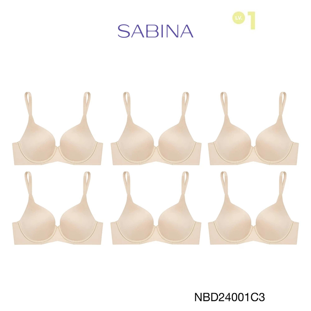 Sabina เสื้อชั้นใน (Set 6 ชิ้น) Perfect Bra Level 1 เสื้อชั้นใน ไร้ตะเข็บ มีโครง รหัส NBD24001C3 - ส