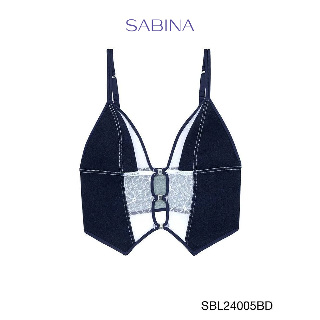 MERGE X SABINA เสื้อสายเดี่ยวทรงลึก Cora รหัส SBL24005BD - สีน้ำเงินเข้ม