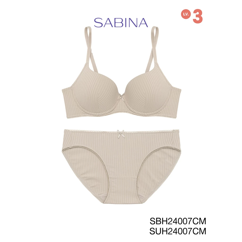 Sabina เซตชุดชั้นใน รุ่น Soft Doomm Level 3 เสื้อชั้นใน มีโครง รหัส SBH24007CM+SUH24007CM - สีน้ำตาลอ่อน
