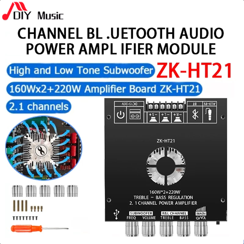 ขายส่งได้ZK-HT21 TDA7498E 160Wx2+220W+12V ลำฟโพงบูลทูธ ขยายเสียงโมดูลขยายเสียงซับวูฟเฟอร์ดิจิทัล บลูทูธ
