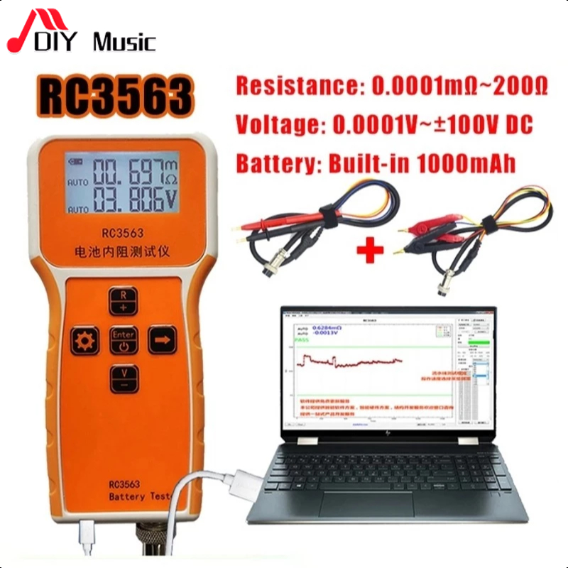 RC3563 แบตเตอรี่เครื่องวัดแรงดันไฟฟ้าความต้านทานภายในเครื่องทดสอบแรงดันไฟฟ้าเครื่องตรวจจับแรงดันไฟฟ้าสำหรับ Trithium LIT