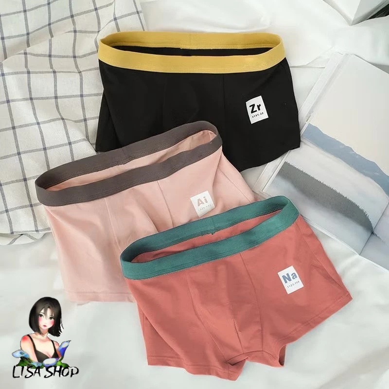 กางเกงในบ๊อกเซอร์ สีพื้นพลาสเทล ผ้านิ่ม กางเกงชั้นในชาย Boxer ระบายอากาศได้ดี A3200