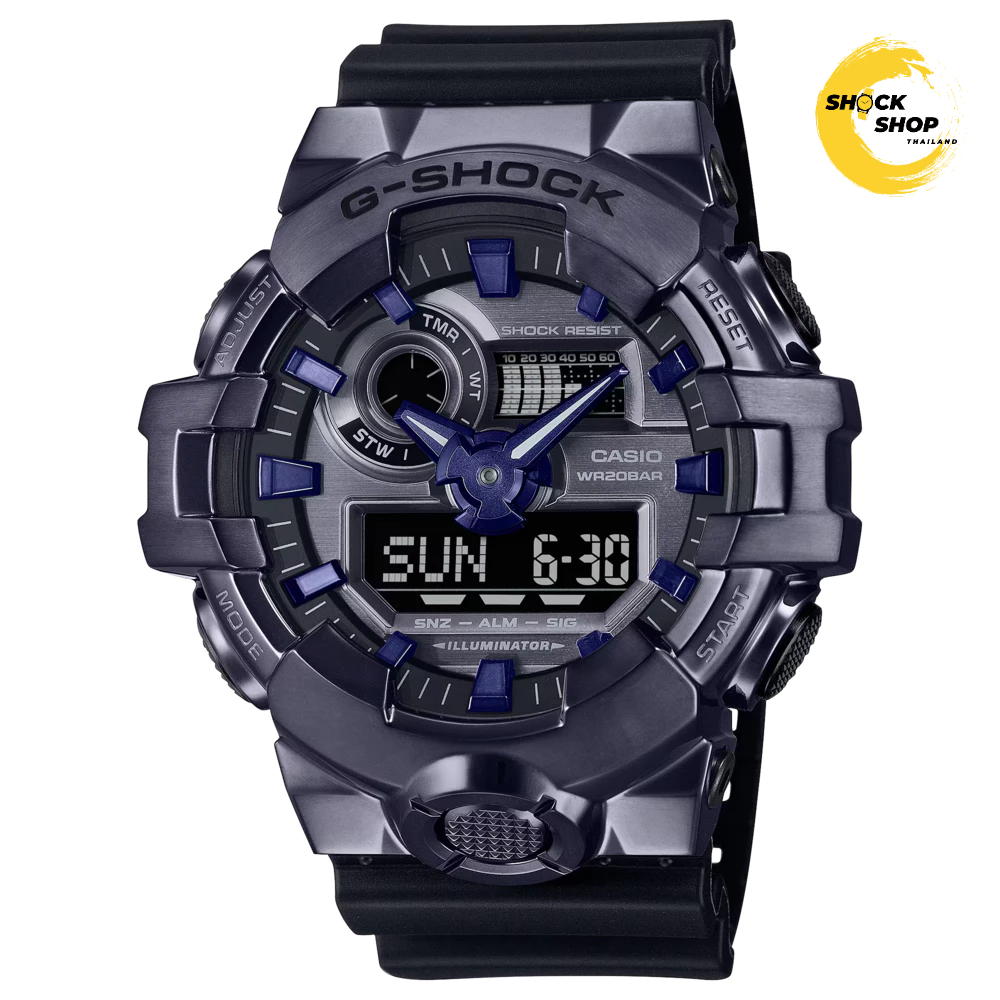 CASIO G-SHOCK G-STEEL นาฬิกาข้อมือผู้ชาย รุ่น GM-700P-6A ซีรีส์ 700 สายเรซิ่น จีช็อค