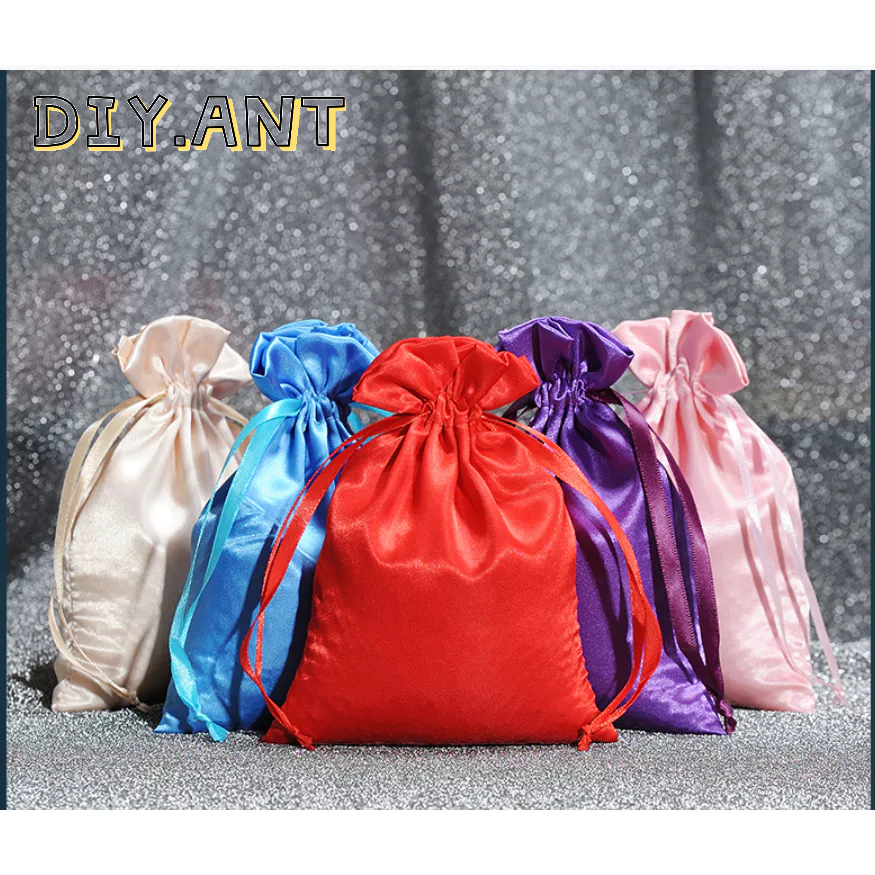 ถุงผ้า ซาติน หลากสี ผ้านุ่ม ถุงผ้าหูรูด (สินค้าพร้อมส่ง)