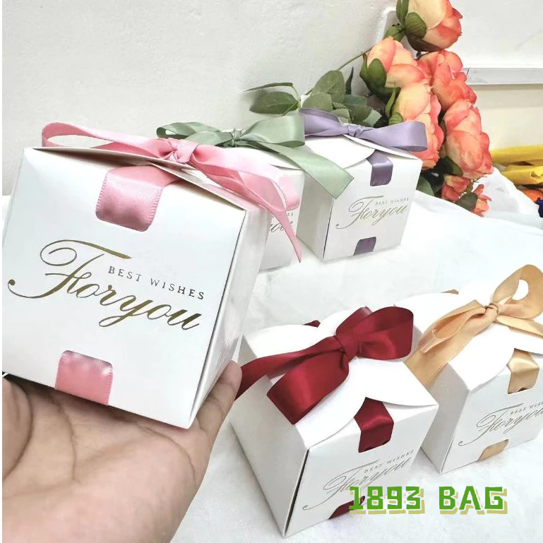 🍭 กล่องของขวัญ ผูกริบบิ้นโบว์ สุดหรู ทรงสี่เหลี่ยม ใส่ของชำร่วย ของขวัญชิ้นเล็ก ของที่ระลึก พร้อมส่ง - รูปที่ 4