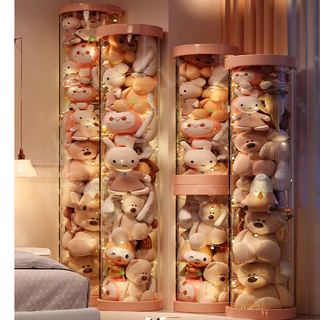 ถังเก็บตุ๊กตาแบบใส 50/90/120/150cm ถังเก็บของเล่นตุ๊กตา ก็บตุ๊กตา ทรงกระบอก หมุนได้ ขนาดใหญ่