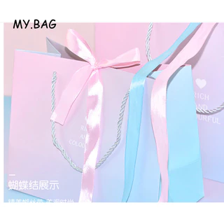 🌷🌷BAG🌷🌷 ถุงกระดาษสีพลาสเทล ใส่ของขวัญ ใส่ตุ๊กตา กระดาษหนาอย่างดี แถมโบว์ผูก