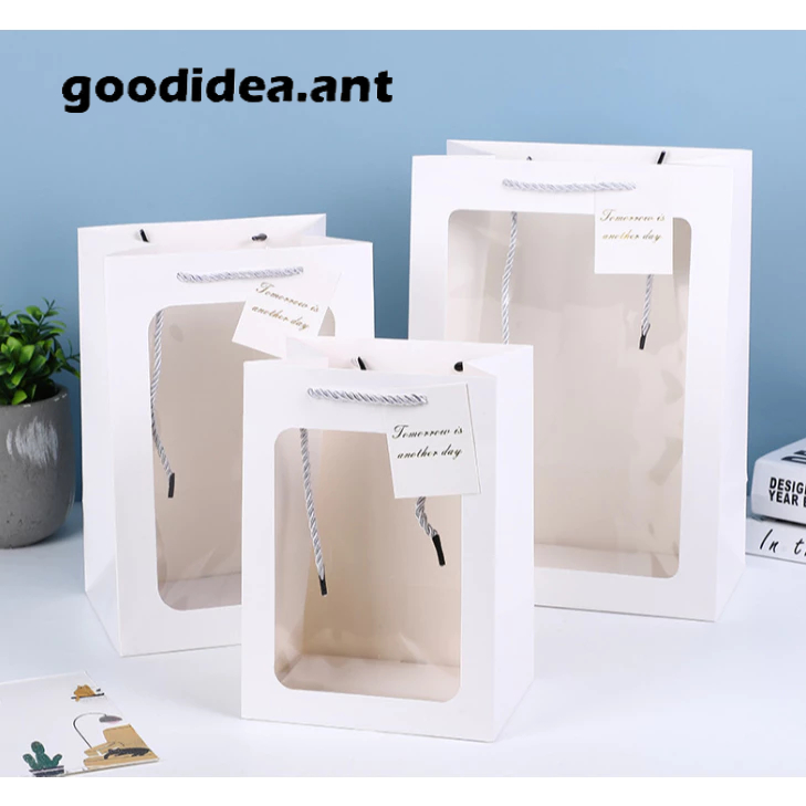 GIDA✏️ พร้อมส่ง ถุงกระดาษ หน้าใส กระเป๋าใส่ไฮโซ กระดาษโปร่งหน้าใส บรรจุภัณฑ์