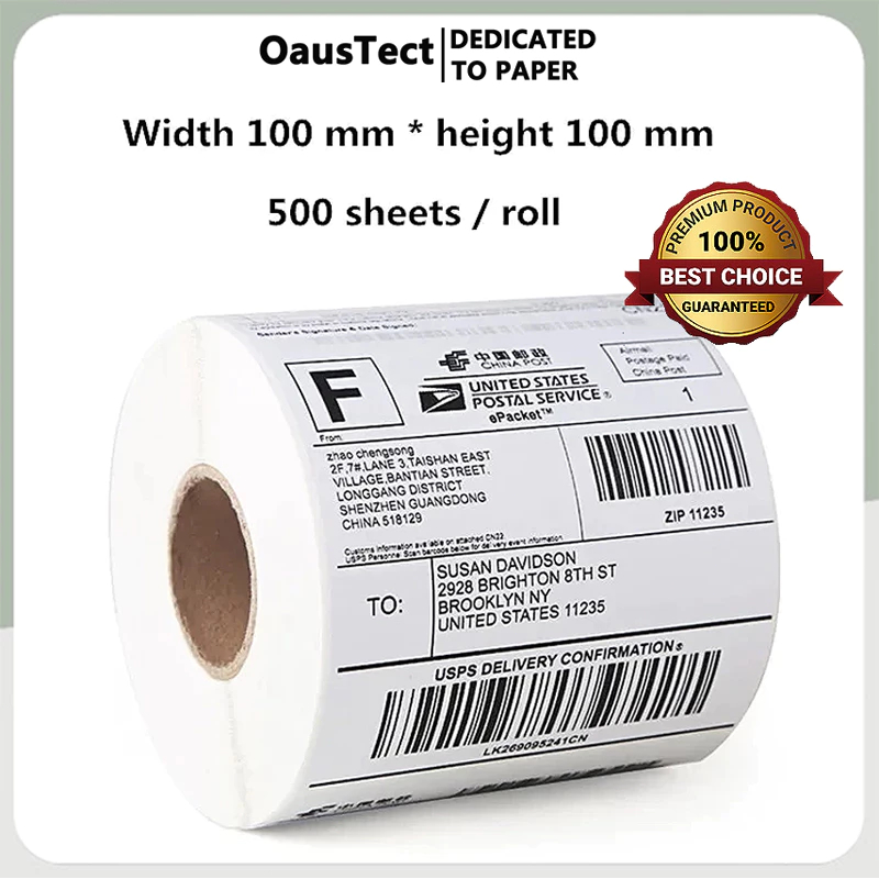 OAUSTECT สติ๊กเกอร์กระดาษความร้อน 100x100 สติ๊กเกอร์บาร์โค้ด ปริ้นใบปะหน้า