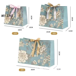 🌷🌷BAG🌷🌷 ถุงกระดาษ bag ถุงพิมพ์ลาย พร้อมโบว์ ลายดอกไม้ มี 4 ขนาด