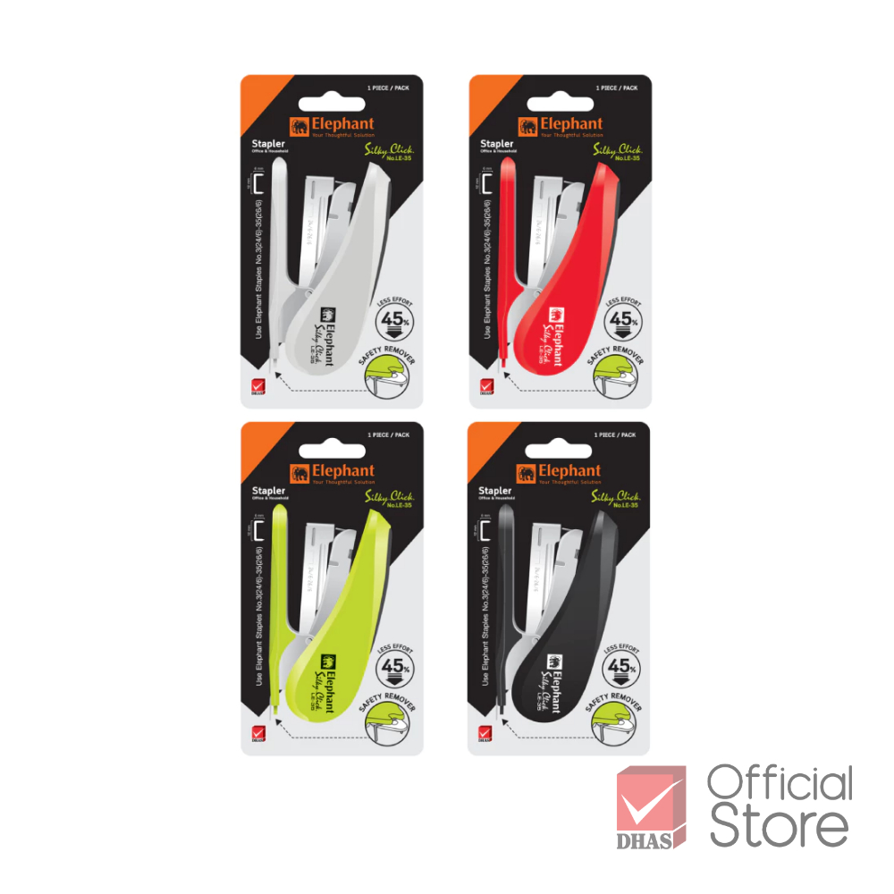 Elephant เครื่องเย็บกระดาษ No.LE-35 บลิสเตอร์ คละสี จำนวน 1 เครื่อง