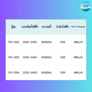 ปั๊มน้ำพร้อมกระบอกกรอง SOBO FG-1202, FG-1203, FG-1204