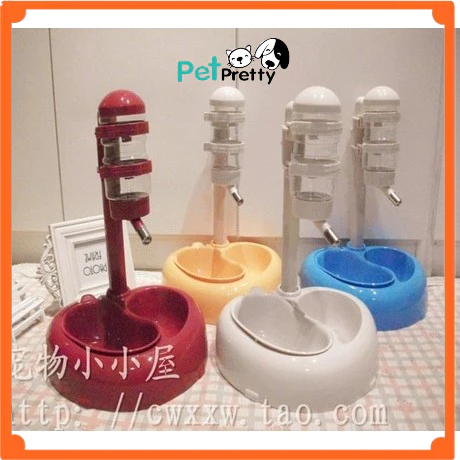 ที่ให้น้ำสัตว์เลี้ยง และอาหารสุนัขแมว แบบมีขาตั้งปรับสูงต่ำ 2หลุม. (P665)