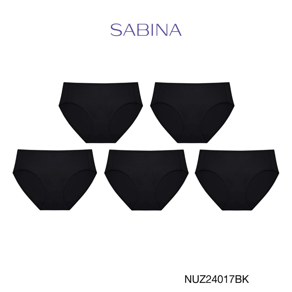 Sabina ซาบีน่า กางเกงชั้นใน (Set 5 ชิ้น) Microfiber Everyday Series กางเกงในทรงเอวสูงปานกลาง รหัส NUZ24017BK - สีดำ