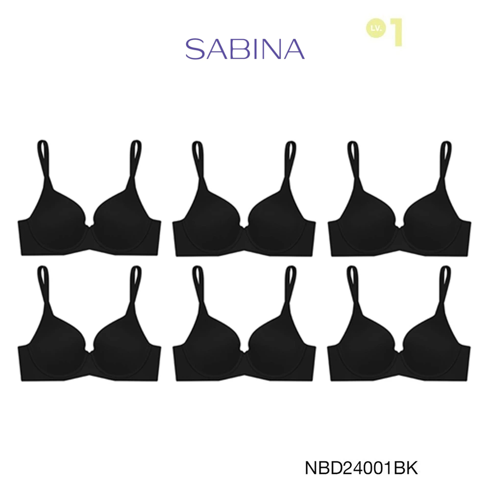 [Online Exclusive] Sabina เสื้อชั้นใน (Set 6 ชิ้น) Perfect Bra Level 1 มีโครง รหัส NBD24001BK - สีดำ