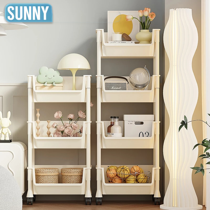 SUN ชั้นวางเอนกประสงค์ 3/4/5ชั้นวางของพลาสติก สั่งซื้อ แถมตะขอ พร้อมล้อเลื่อนเคลื่อนย้ายสะดวกและล็อคล้อได้