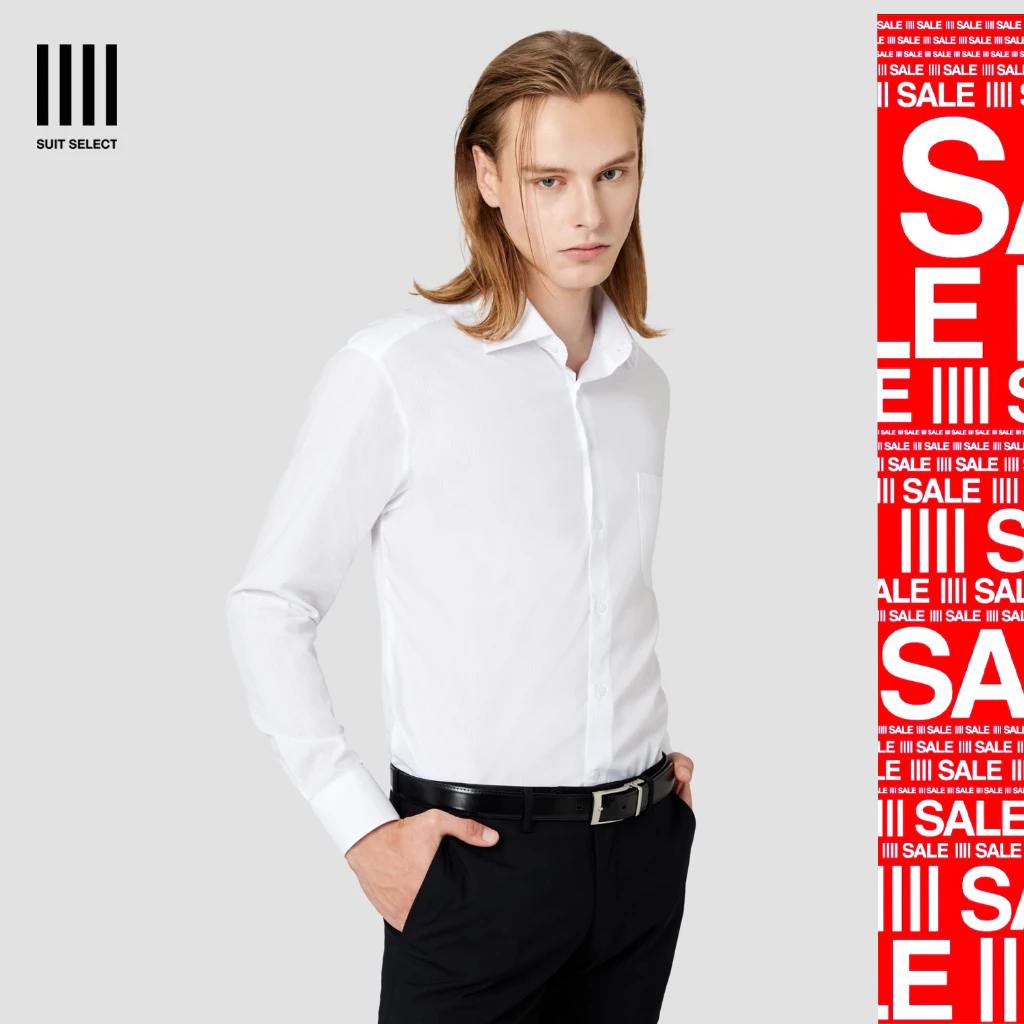 SUIT SELECT Wide Spread Shadow Shirt (White) เสื้อเชิ้ตสีขาวแขนยาว - รุ่น 05