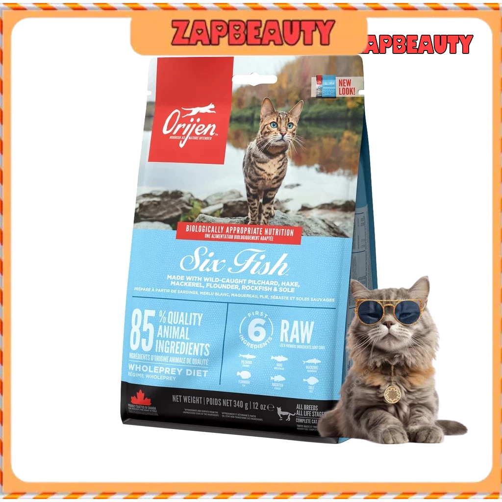 (1.8กก. ) Orijen Cat Six fish  อาหาร สูตรปลา6ชนิด แมวโต (อาหารแมว โอริเจน พรีเมี่ยม)