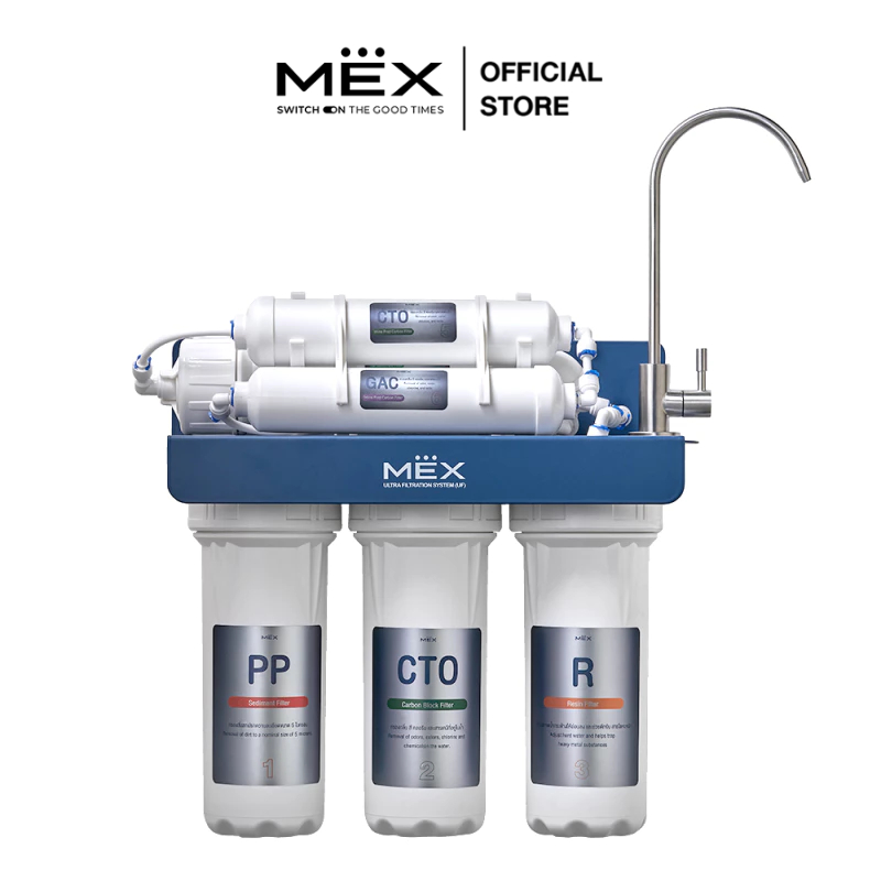 MEX เครื่องกรองน้ำดื่มรุ่น X-Stream UF: 6 ขั้นตอน Ultra Filtration (UF) 0.1 ไมครอน