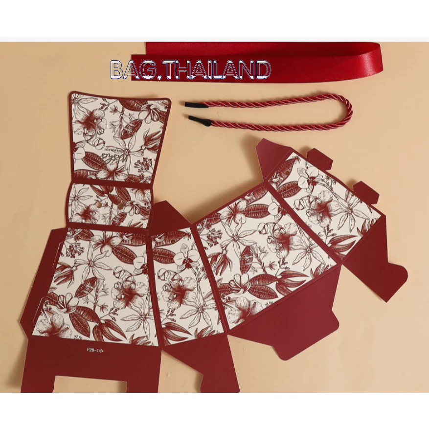 🍒bag🍒กล่องใส่ของชำร่วย กล่องของขวัญ กล่องน่ารัก ทรงเป๋า ลายดอกไม้ รุ่นใหม่ พร้อมส่งค่ะ - รูปที่ 5