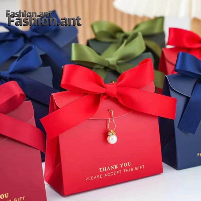 ✅แบบใหม่✅ถุงของขวัญแต่งงาน กล่องของชำร่วย กล่องของขวัญ ผูกโบว์ สไตล์โมเดิร์น พร้อมส่ง