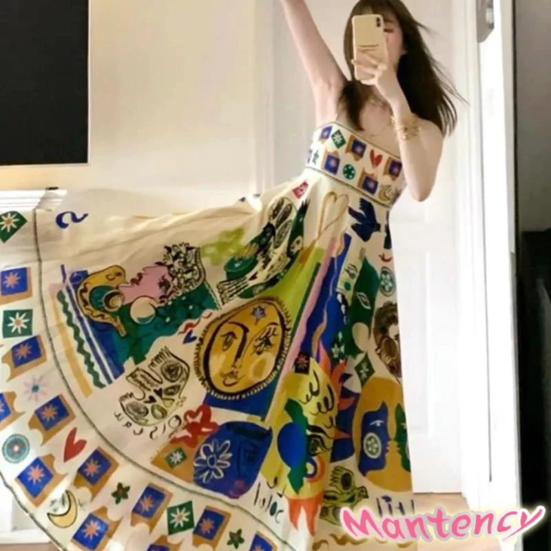 ชุดพิมพ์ลาย Graffiti ชุดเดรสกระโปรงสตรีเซ็กซี่ ชุดเดรสแขนกุดขนาดใหญ่-MTY - รูปที่ 3