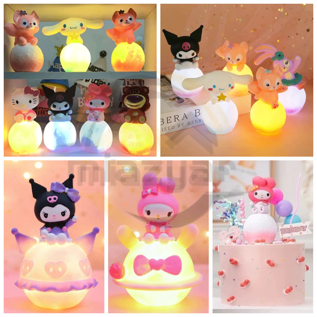 เครื่องประดับซานริโอพร้อมไฟ LED ไฟกลางคืนน่ารัก ไฟข้างเตียงสไตล์มินิมอล ใช้ตกแต่งเค้กหรือห้องนอน (รุ่นใหม่สำหรับปี 2025)