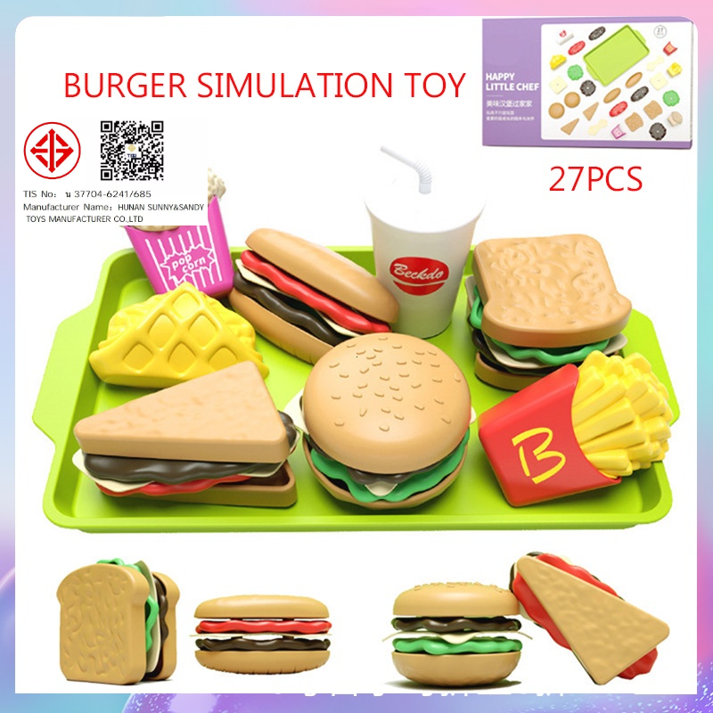 27 Pack Kids Burger Pretend Cooking Playset มินิครัวอาหารปลอมของเล่น