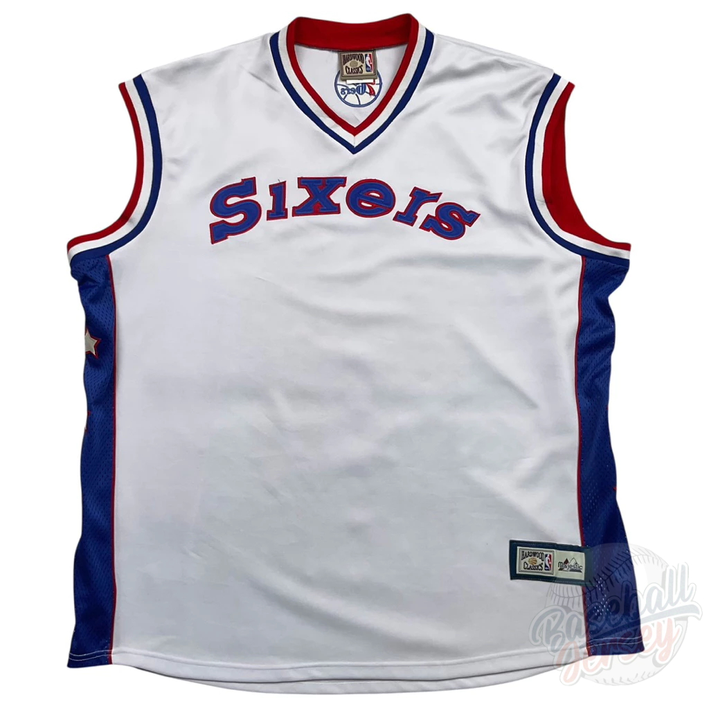 เสื้อกล้ามบาส PHILADELPHIA 76ERS MAJESTIC HARDWOOD CLASSICS NBA JERSEY Size XXL /56