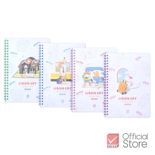 [ซื้อ2แถม1] Elephant สมุดโน๊ต สมุดสันห่วง พลาสติก Mellow Ring A5 ลิควิดแคท V.2 จำนวน 1 เล่ม คละลาย