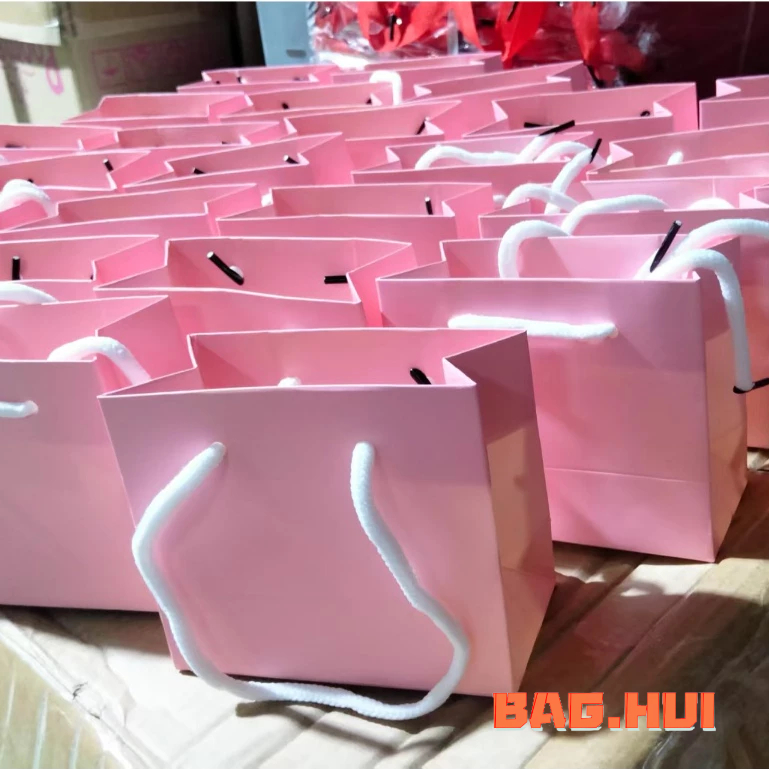 BH ล้างสต๊อกมีตำหนิ * ถุงกระดาษ ขนาดจิ๋ว 10*12*6 ซม. สีชมพูนม น่ารัก ใส่เครื่องประดับ ของขวัญ พร้อมส่ง