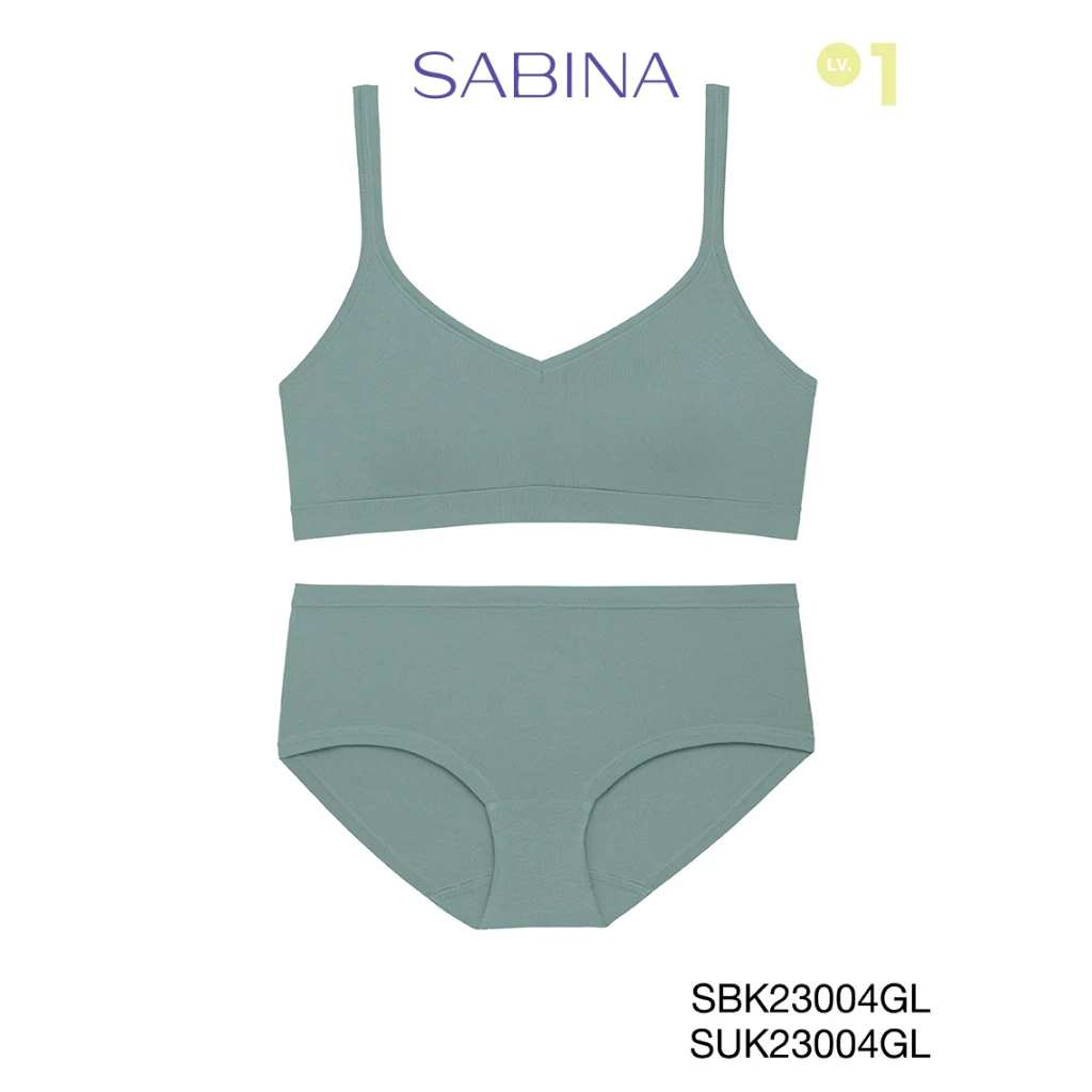 Sabina เซตชุดชั้นใน รุ่น Soft Collection เสื้อชั้นในไร้โครง รหัส SBK23004GL+SUK23004GL สีเขียวอ่อน