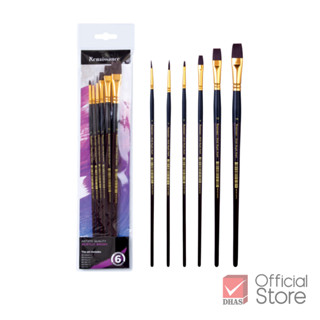 Renaissance พู่กัน พู่กันสีอะคริลิค หัวกลม/แบน 6 ชิ้น จำนวน …