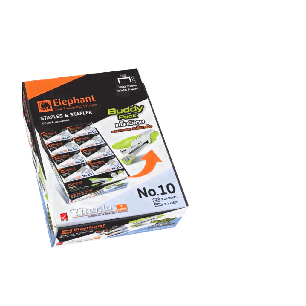 Elephant ตราช้าง ลวดเย็บกระดาษ ไททาเนีย No. 10 Buddy Pack จำนวน 1 ชุด รูปที่ 4
