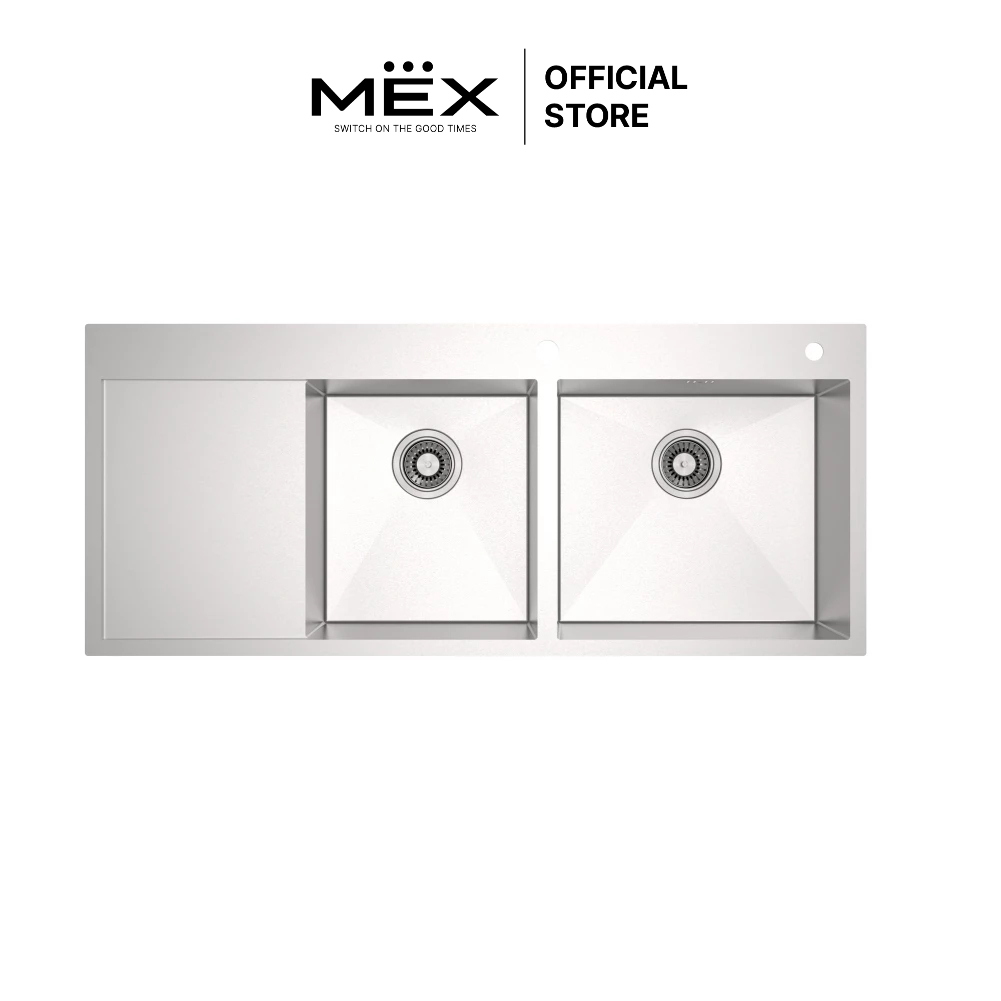 MEX รุ่น SQ1202R-MF อ่างล้างจาน 2 หลุม 1 ที่พัก ขนาด 120 x 51 สเตนเลส สตีล AISI 304 ราคา ถูกที่สุด ดีลบีเคเค แกลเลอรีภาพที่ 2