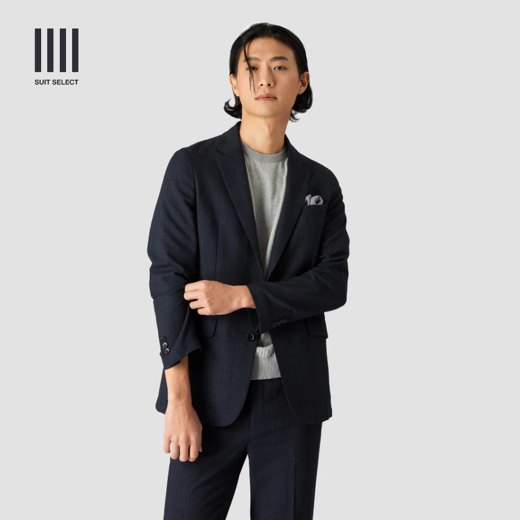 SUIT SELECT Glen Check Jacket (Smoky Blue) เสื้อแจ็คเก๊ตสีน้ำเงิน ลาย Glen Check