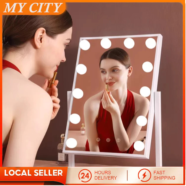 กระจก แต่งหน้า Hollywood makeup mirror มีไฟ LED ปลั๊ก USB ปุ่มหน้าจอสัมผัส 3 ไฟ