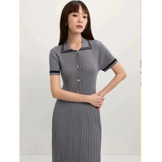 [Pomelo] เดรสคอปกโปโลกระโปรงพลีท / Pleated Polo Dress