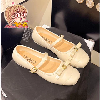Anna shop รองเท้าคัชชู รองเท้าผู้หญิงแฟชั่น ทรงมินิมอล แต่งโบว์น่ารัก งาน PVC มาใหม่ T417