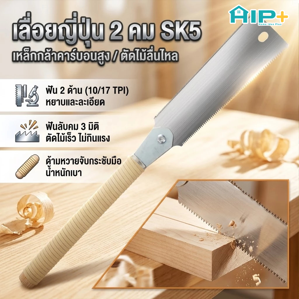เลื่อยมือญี่ปุ่น 9.3 นิ้ว SK5 เหล็กคาร์บอนสูงเลื่อยมือขอบคู่คมมือดึงเลื่อย 10/17 ทีพีไอ