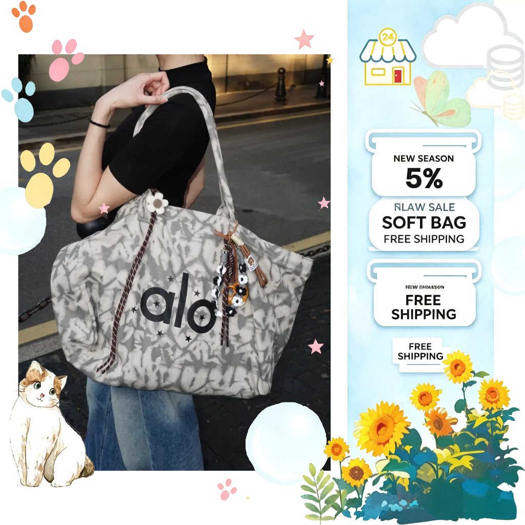 A L O Yoga 811 Customized bags ALO(อโล) กระเป๋าถือสีเทา