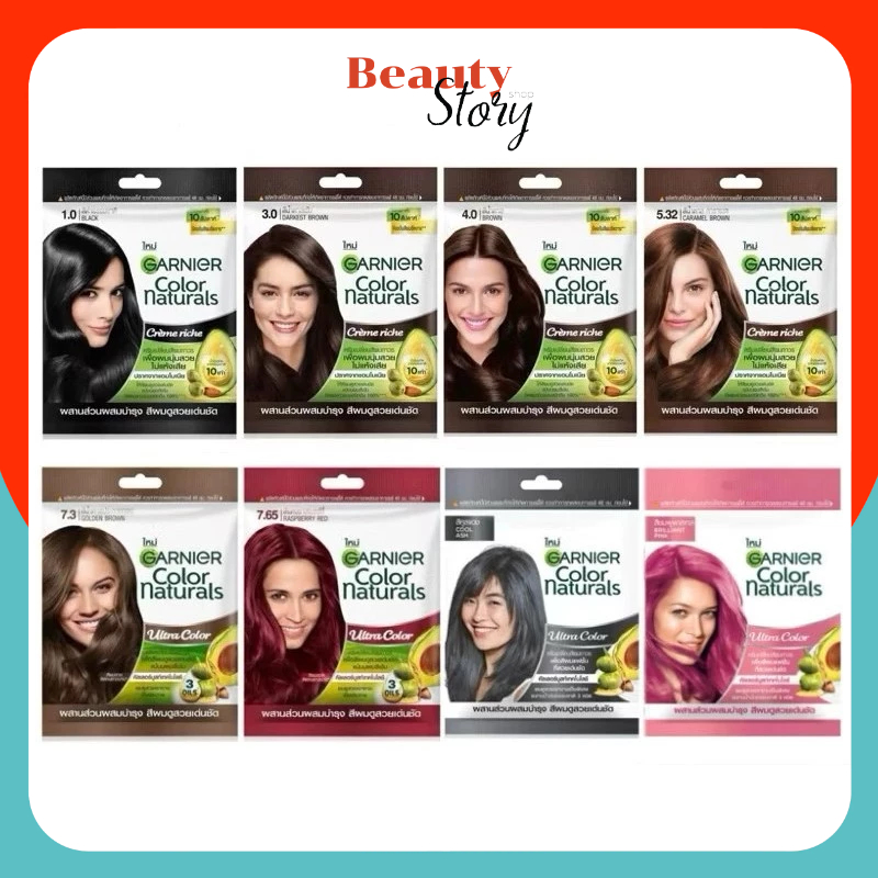 GARNIER Color naturals การ์นิเย่ คัลเลอร์ แนทเชอรัลส์ ครีมย้อมผม ครีมเปลี่ยนสีผม ปิดผมขาว (แบบซอง 30ml)
